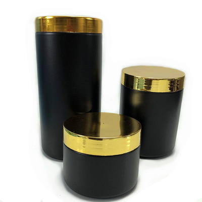 Προσαρμοσμένο μεταλλικό κουτί στοματικών σκονών διάφορων μεγεθών μαύρο πλαστικό ευρύ με το χρυσό καπάκι