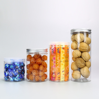 Τα σαφή στρογγυλά πλαστικά τρόφιμα της Pet μεταλλικών κουτιών συνήθειας μπορούν Dia 100mm βαθμός τροφίμων